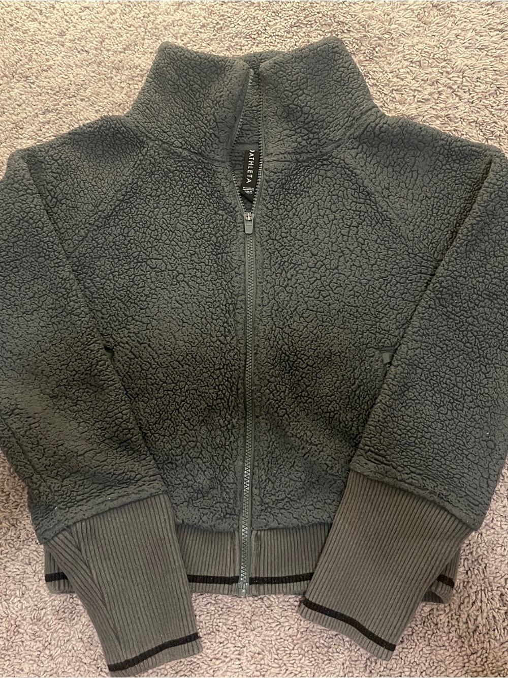 Athleta Charcoal Sherpa Full-Zip Jacket